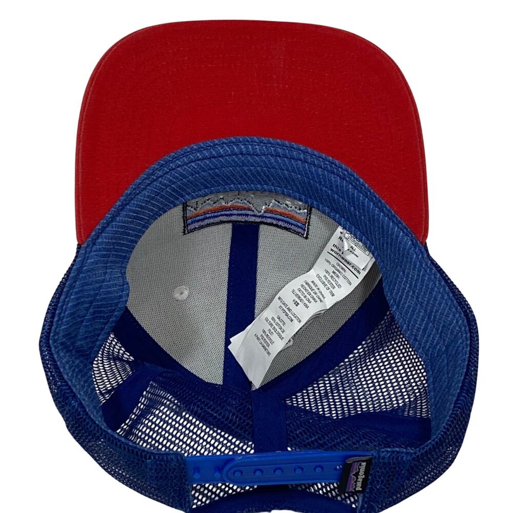 Patagonia Fitz Roy Trucker Hat Cap Mesh SnapBack Blue White Red Used - Picture 5 of 6